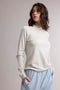 White Striped Rolled Neck Top
