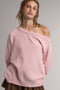 Light Pink Oversized One Shoulder Sweater