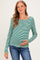 Green Striped Button Henley Maternity Top