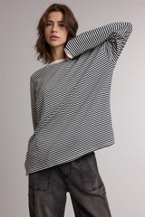 Navy Striped Oversized Maternity Long Sleeve Top