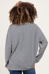 Navy Striped Oversized Maternity Long Sleeve Top