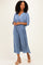 Deep Blue Pleated Satin Dolman Sleeve Maxi Dress