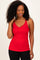 Red Lace Trim Detail Ribbed Knit Tank Top