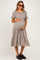 Light Taupe Floral Puff Sleeve Tiered Maternity Midi Dress
