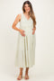 Sage Striped V-Neck Sleeveless Tiered Maternity Maxi Dress