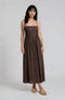 Dark Brown Pintuck Detail Sleeveless Maxi Dress