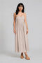 Light Khaki Pintuck Detail Sleeveless Maxi Dress