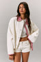 White Red Plaid Contrast Jacket