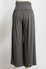 women's high-waisted gray wide-leg pants with a relaxed fit on a mannequin