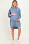 Light Denim Chambray Dolman Sleeve Maternity Shirt Dress