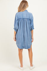 Light Denim Chambray Dolman Sleeve Maternity Shirt Dress