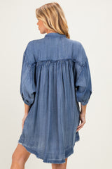 Dark Denim Chambray Dolman Sleeve Maternity Shirt Dress