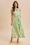 Fern Floral Button Up Tie Waist Midi Dress
