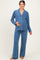 Dusty Blue Button Down Top Wide Leg Pant Maternity Pajama Set