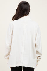 Clean Ivory Washed Oversized Mock Neck Sweatshirt