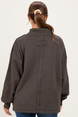 Charcoal Washed Oversized Mock Neck Maternity Sweatshirt