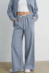 Blue Multi Drawstring Checkered Maternity Pants