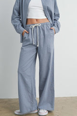 Blue Multi Drawstring Checkered Pants