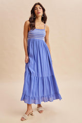 Capri Embroidered Smocked Maternity Maxi Dress