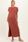 Brick Boxy Side Slit Maternity Maxi Dress