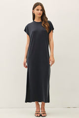 Vintage Black Boxy Side Slit Maternity Maxi Dress