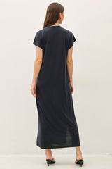Vintage Black Boxy Side Slit Maxi Dress