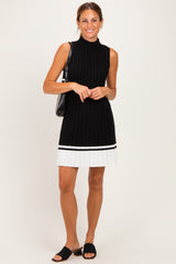 Black Colorblock Ribbed Knit Maternity Mini Dress