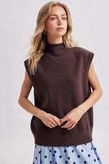 Espresso Mock Neck Sweater Vest