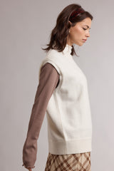 Off White Mock Neck Sweater Vest