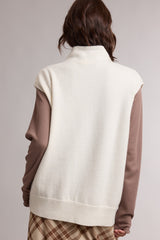 Off White Mock Neck Sweater Vest