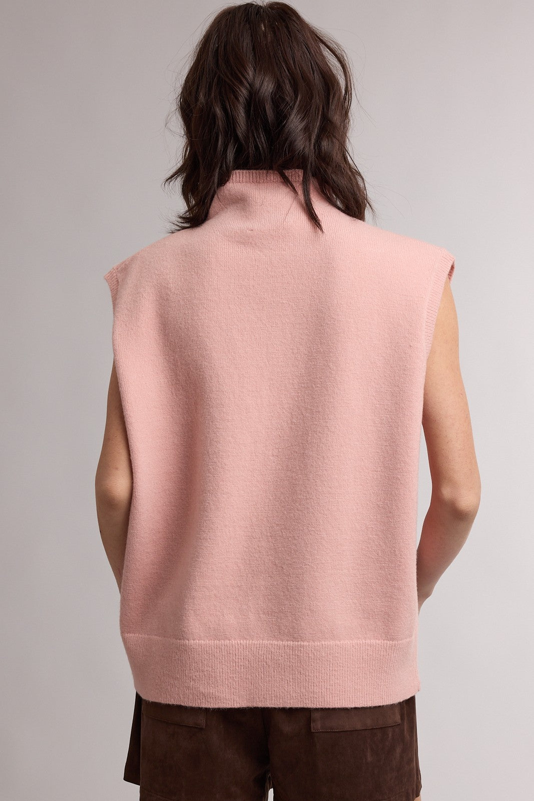 Ballet Pink Mock Neck Sweater Vest
