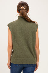Olive Mock Neck Maternity Sweater Vest