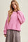 Hibiscus Contrast Trim Pointelle Sweater