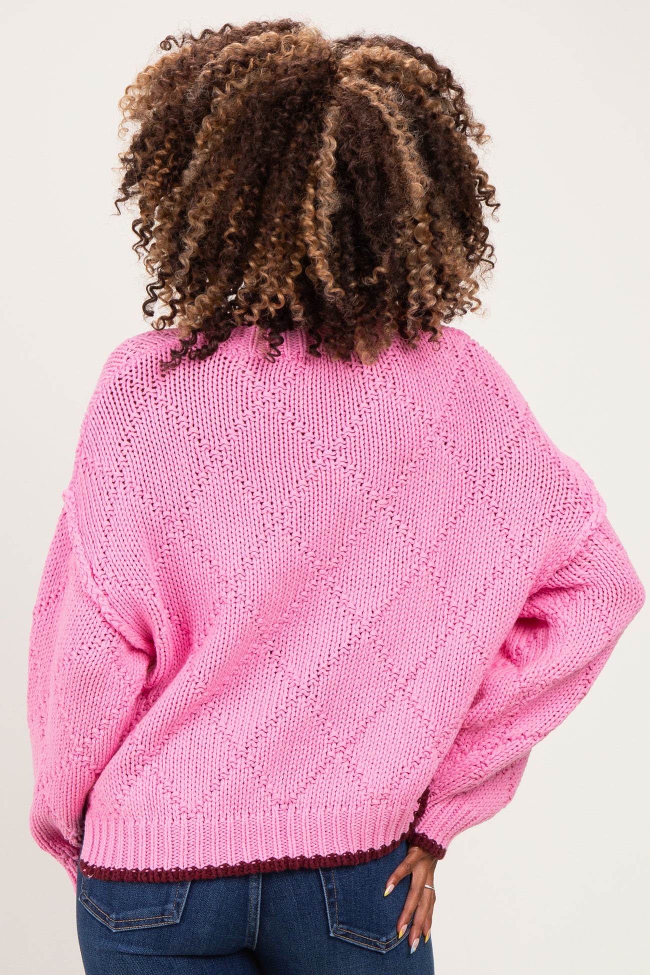 Hibiscus Contrast Trim Pointelle Matenity Sweater