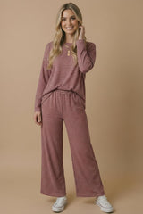 Burgundy Striped Oversized French Terry Top