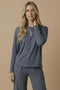 Navy Striped Oversized French Terry Top
