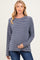 Navy Striped Oversized French Terry Maternity Top
