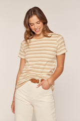 Cream Ribbed Striped Maternity T-Shirt