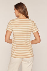 Cream Ribbed Striped T-Shirt