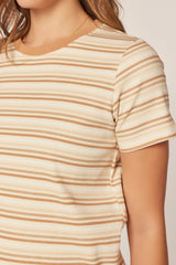 Cream Ribbed Striped T-Shirt