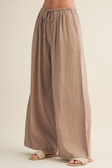 Mocha Drawstring Wide Leg Pants