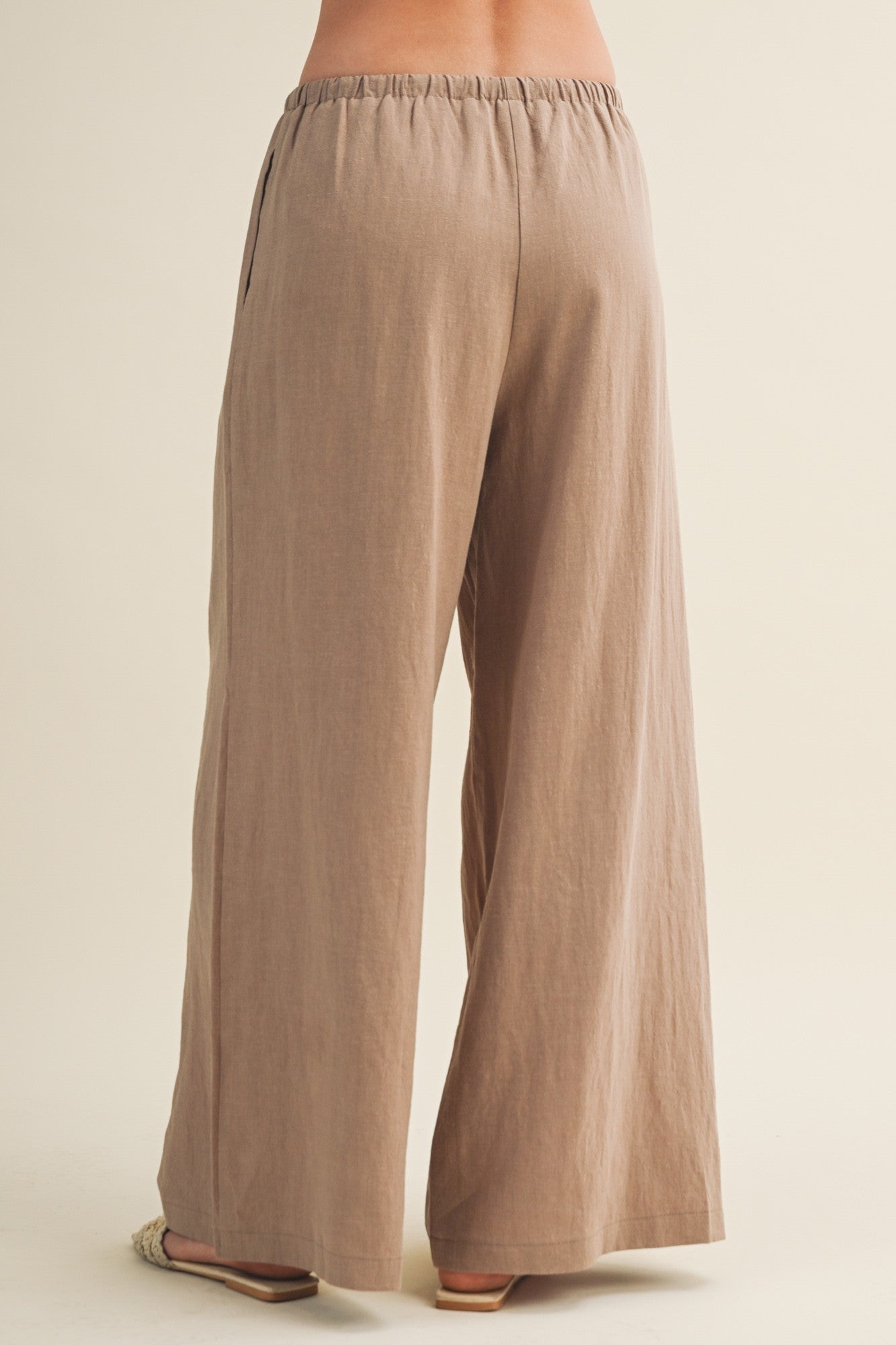 Mocha Drawstring Wide Leg Pants