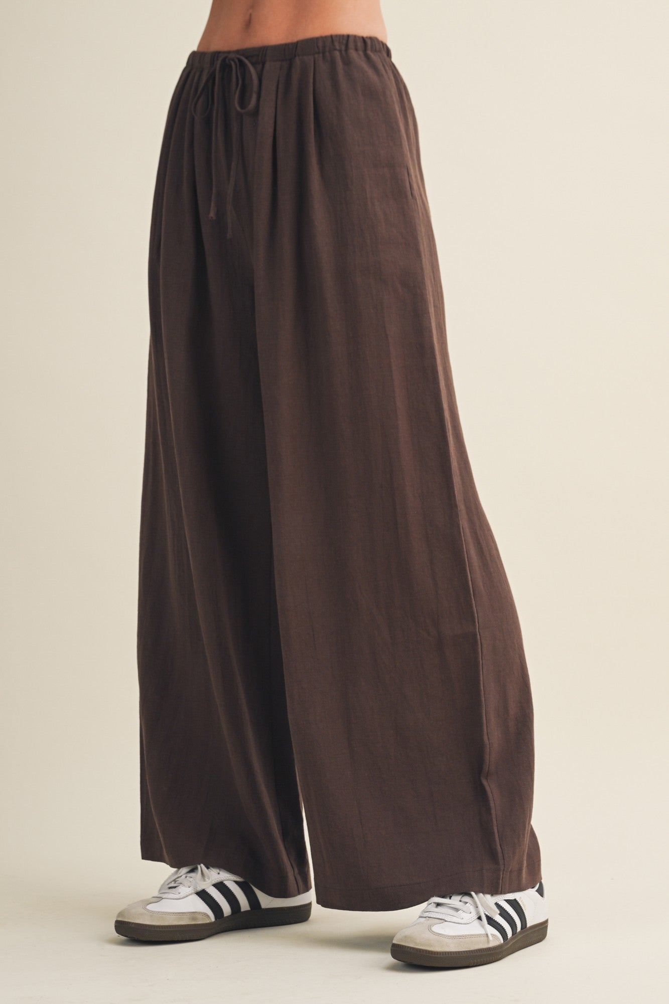 Espresso Drawstring Wide Leg Pants