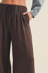 Espresso Drawstring Wide Leg Pants