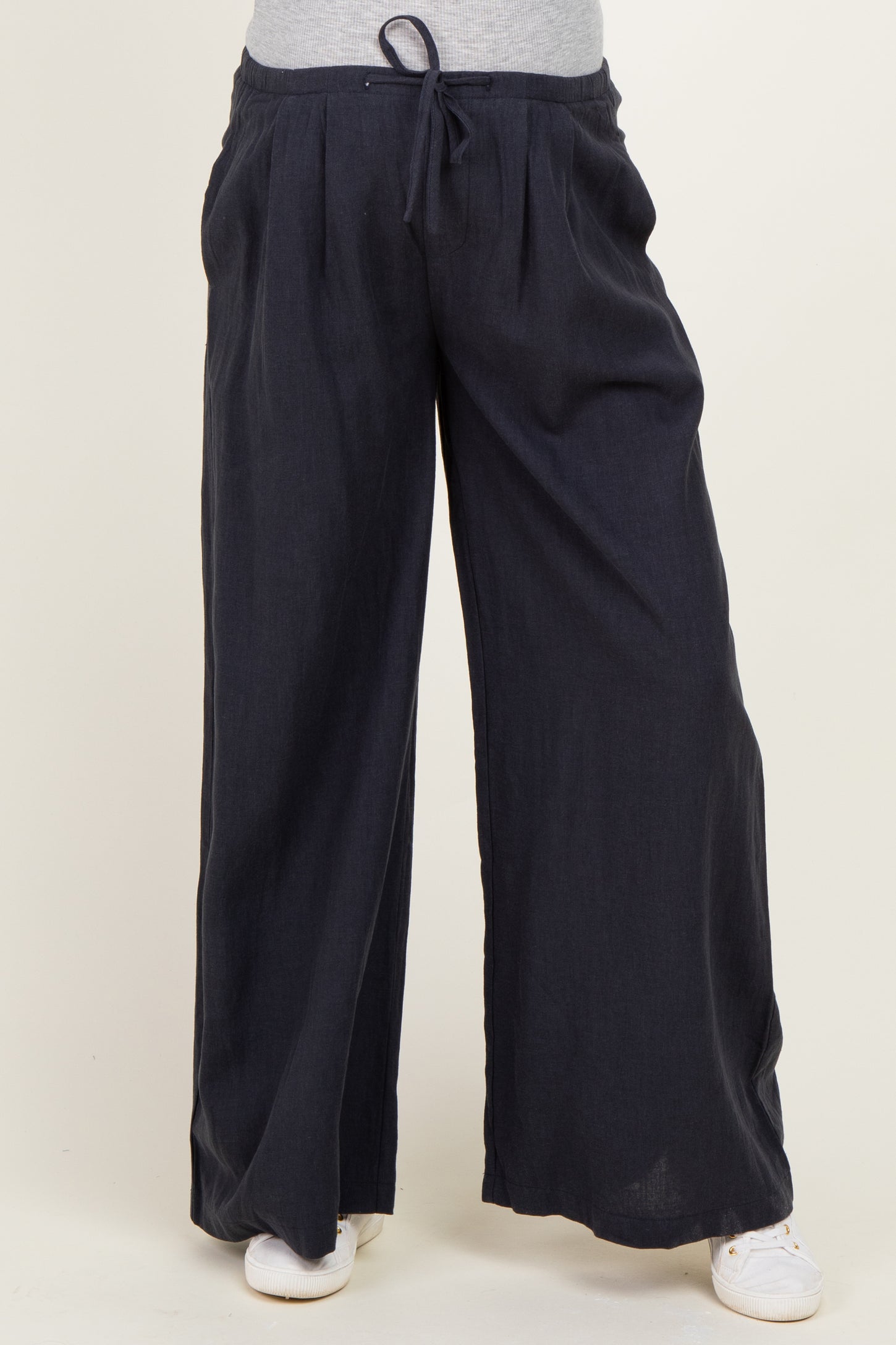 Midnight Drawstring Wide Leg Maternity Pants