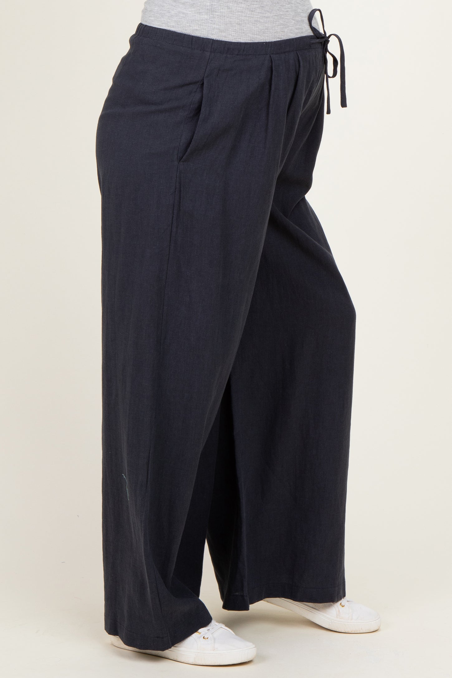 Midnight Drawstring Wide Leg Maternity Pants