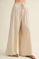 Natural Linen Wide Leg Pants