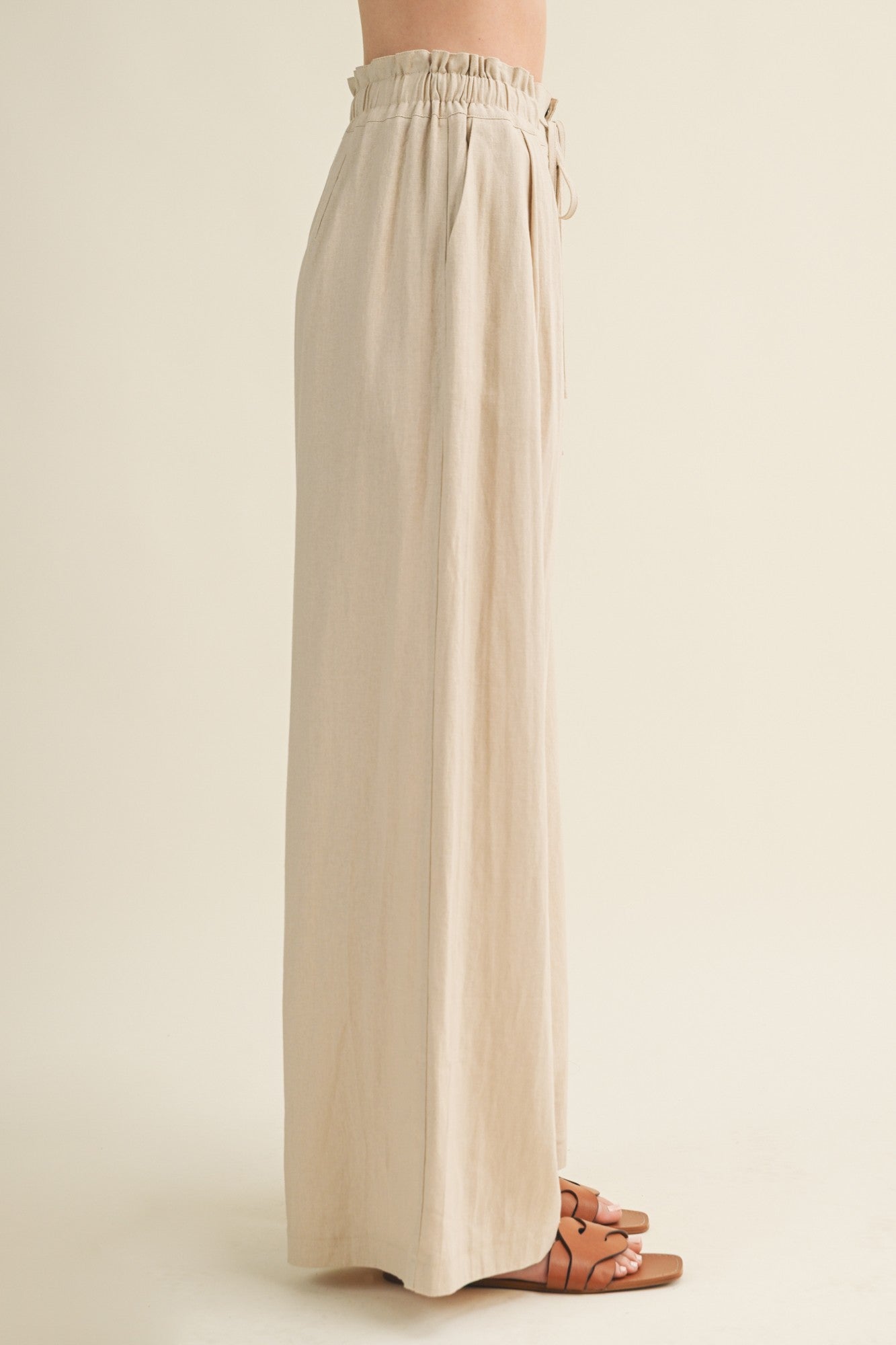 Natural Linen Wide Leg Pants