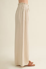 Natural Linen Wide Leg Pants