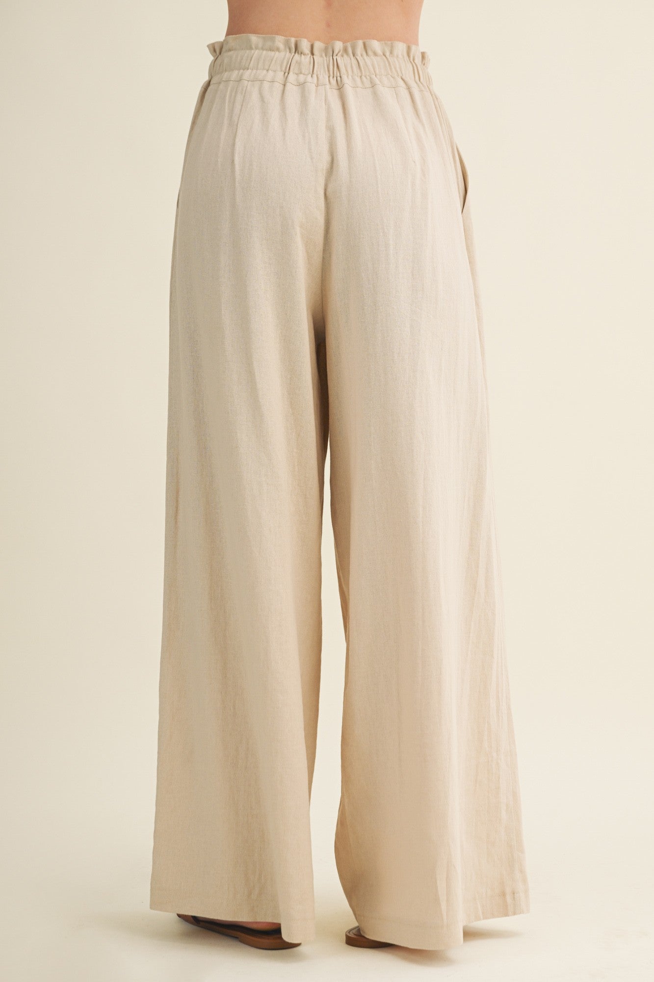 Natural Linen Wide Leg Pants